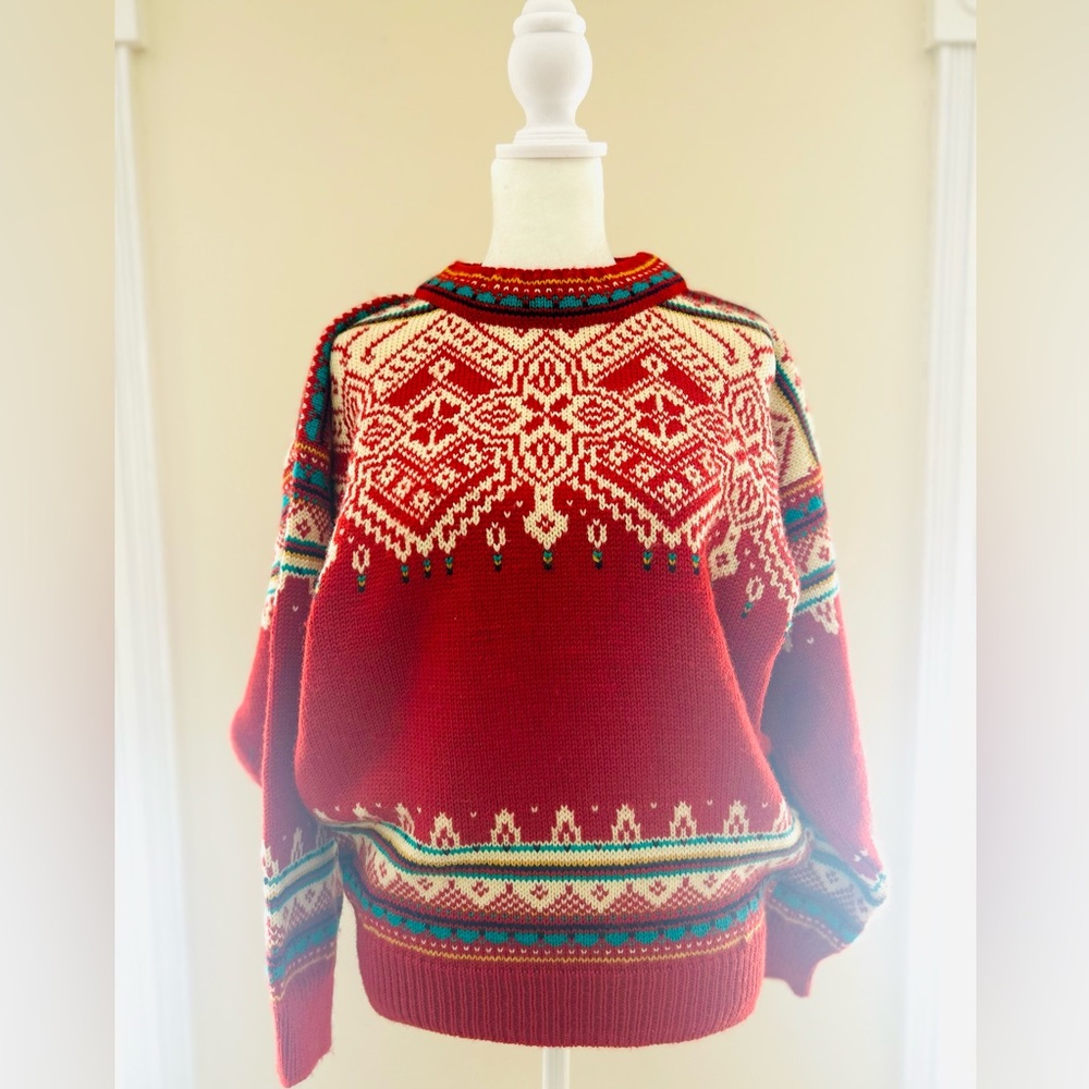 Vintage Dale of Norway Red Fair Isle Sweater